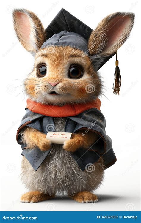 A Small Rabbit in a Graduation Cap and Gown Stock Photo - Image of ...