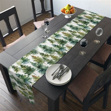 Pine Tree Forest Table Runner | Green Table Runner | Rustic Table ...