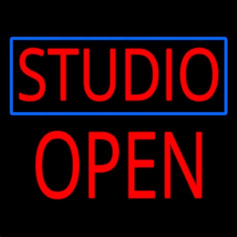 Studio Blue Border Open Block Neon Sign ️ NeonSignsUS.com®