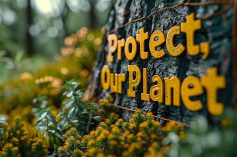 Protect Our Planet Sign in Nature | Premium AI-generated image