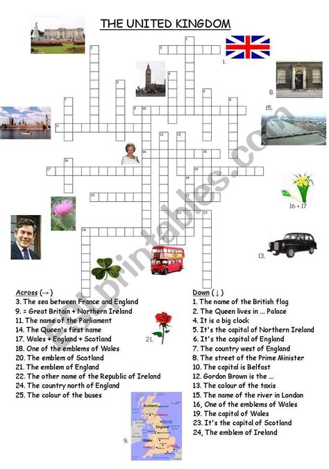 The United Kingdom crosswords - ESL worksheet by Faurfab