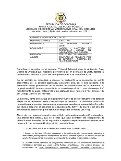 2019-0050 Cumplase Lo Resuelto - Rechaza Excepción | PDF | Demanda ...