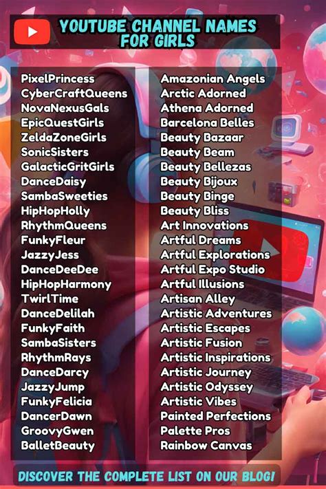 500+ Creative and Unique YouTube Channel Names for Girls