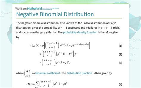 Negative Binomial Distribution -- from Wolfram MathWorld