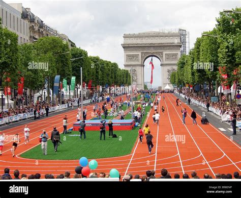 A sports festival on the Champs Elysees in support of holding the 2012 ...