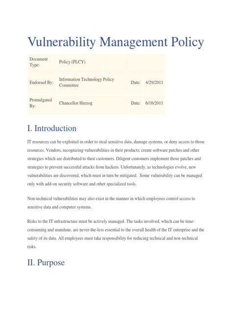Vulnerability Management Policy | PDF | Vulnerability (Computing) | Malware