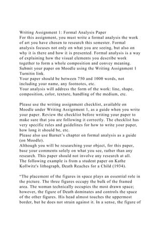 Writing Assignment 1 Formal Analysis PaperFor this assignment, .docx