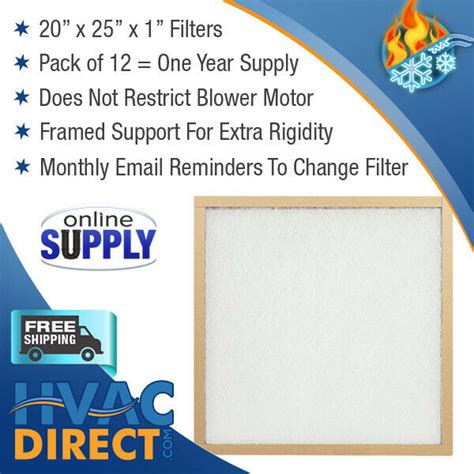 20x25x1 Air Filter One Year Supply - Box of 12 - AC/Furnace Filters ...