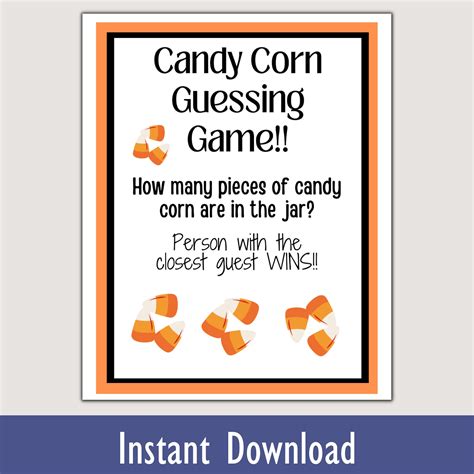 Printable Halloween Candy Corn Guessing Game, Class Activity, Guess How ...