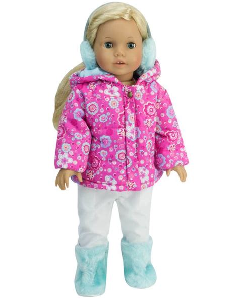 Flower Print Snow Parka & White Snowboard Pants Fit 18