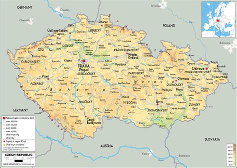 Czech Republic (Czechia) Map (Physical) - Worldometer