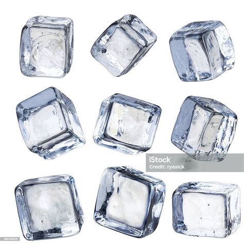 Nine Individual Square Ice Cubes Isolated With Clipping Path Stock ...