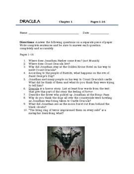 Bram Stoker's Dracula Study Guide PDF by Jaszcat | TPT