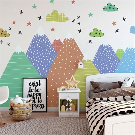 Stickers enfant montagnes scandinaves erika 100 x 150 cm | Leroy Merlin