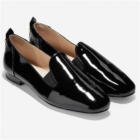 Cole Haan Women's Portia Loafer Black Patent-Black Gore-Black Stack ...