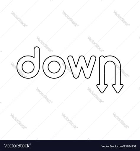 Icon concept down word with arrows Royalty Free Vector Image