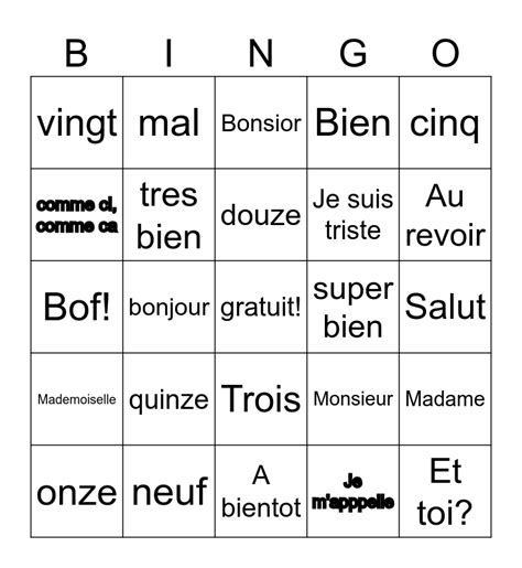 Weston Young Bingo Card