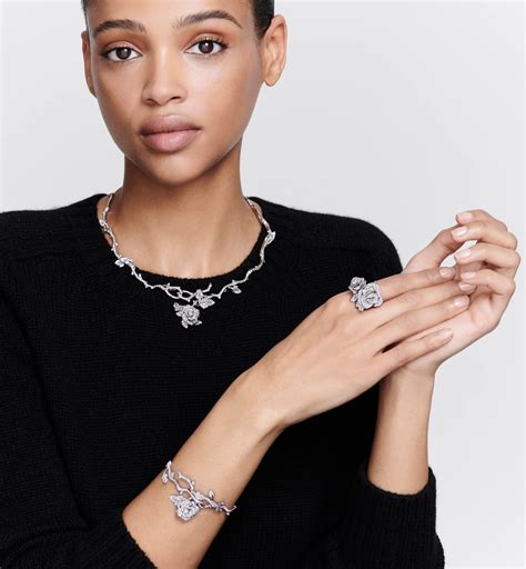 Collier Rose Dior Bagatelle Or blanc et diamants | DIOR