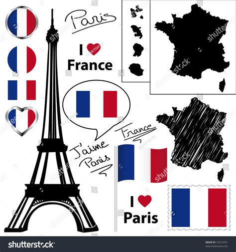 French Symbols Icons Collection Stock Illustration 52614751