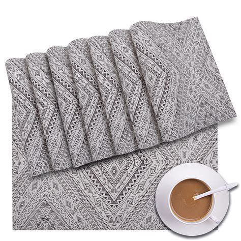 Stcomart Set of 8 Boho Placemats, 70% PVC and 30% PET, Non-slip, Heat ...