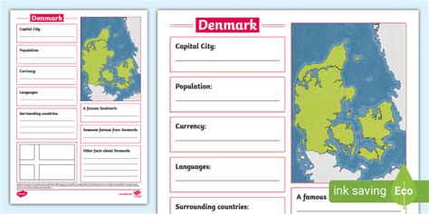 Denmark Fact File Template (teacher made) - Twinkl