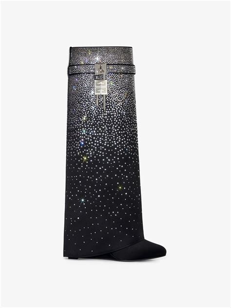 Shark Lock boots in satin with strass | Givenchy US | Givenchy