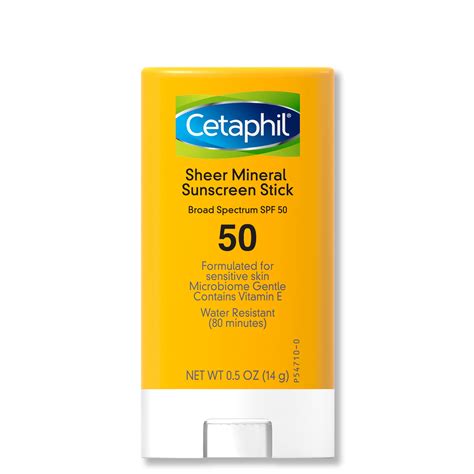 CETAPHIL Sheer Mineral Sunscreen Stick | 0.5oz | SPF 50 for Face & Body ...