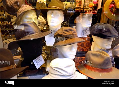 Brussels, Belgium. Hats in Shop Window in the Galeries St Hubert ...