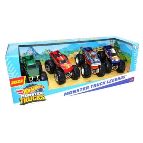 Hot Wheels Monster Trucks 1: 64, 4 Pack Monster Truck Legends, 1 - King ...