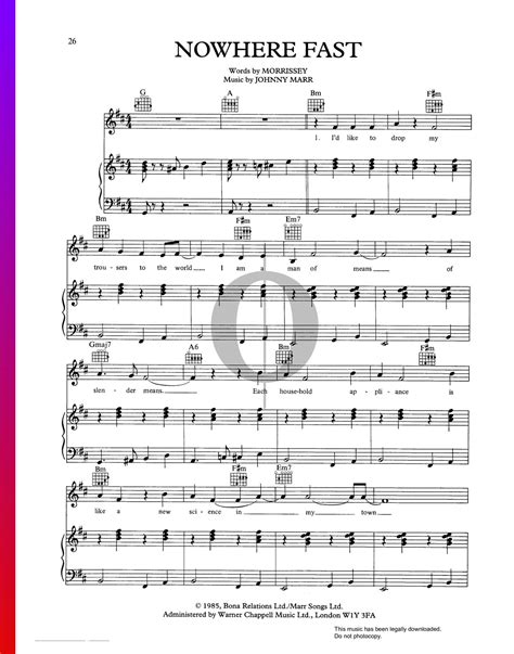 Nowhere Fast door The Smiths | piano bladmuziek (Piano, Stem, Gitaar ...