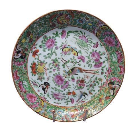 Hand-Painted Chinese Porcelain 10 Inch Shallow Bowl - 