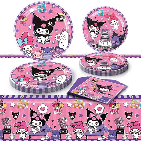 Kuromi Birthday Party Supplies, 20 Plates, 20 Napkins and 1 Tablecover ...