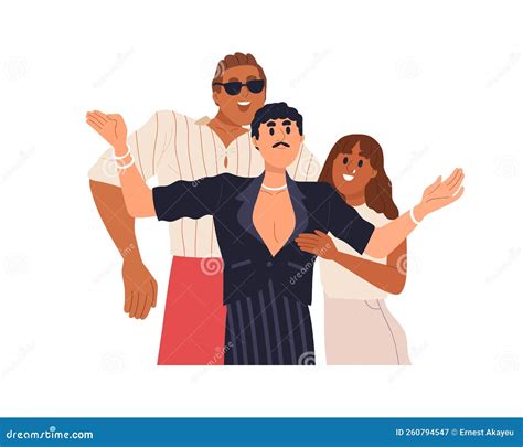 Polyamorous Family. Happy LGBT People Portrait. Woman with Multiple ...