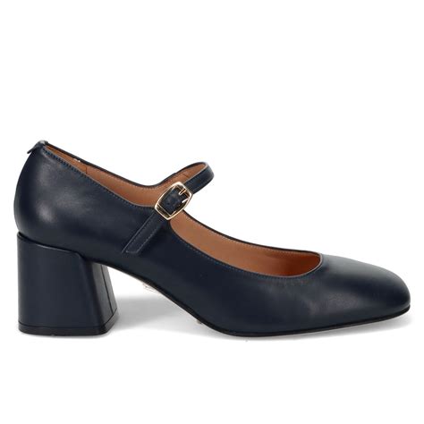 Chaussures Mary Jane Sangiorgio en cuir bleu à talon moyen