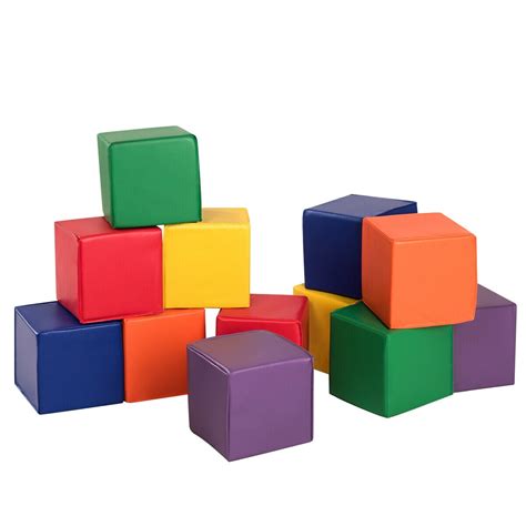 Gymax 12-Piece 8'' PU Foam Big Building Blocks Colorful Soft Blocks ...