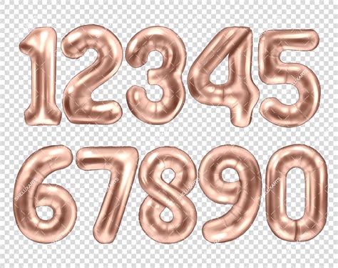 Number Balloons Clipart Birthday Balloons PNG Foil Rose Gold - Etsy UK