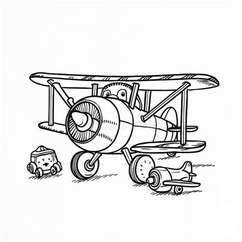 Coloring Book Page a Cute Planes Toys Stock Illustration - Illustration ...