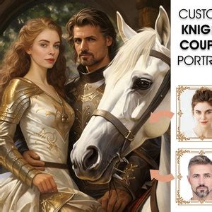 Custom Romantic Knight Paintings, Personalized Knight Couple Portraits ...