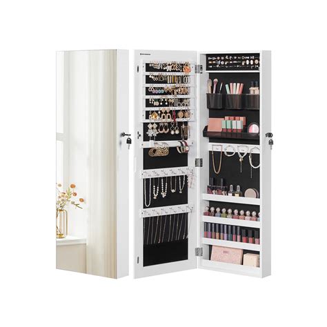 Mirror Jewelry Cabinet Armoire Brown | SONGMICS