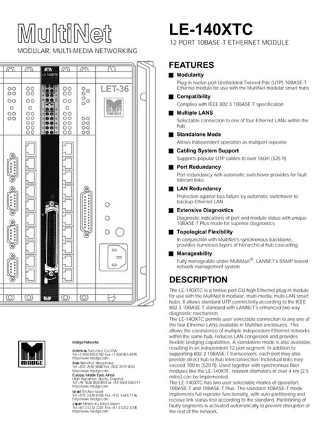 LE-140XTC - Ethernet module for LET-36 Chassis | PDF