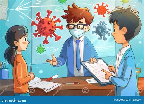 Science Teacher Explaining Viruses To Students in Classroom Stock Image ...