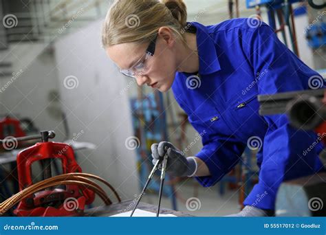 Young Woman Apprentice in Plumbery Stock Photo - Image of apprentice ...