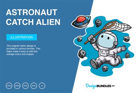 Astronaut Catch Alien Vector Illustration