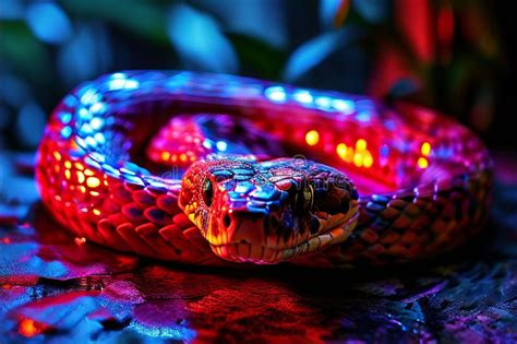 Neon Snake a Winding Neon Lit Snake Shape with a Vibrant Electri Stock ...