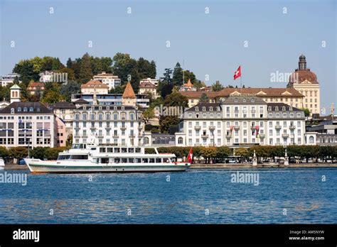 Hotel Schweizerhof at the Lake Lucerne, Switzerland, Europe Stock Photo ...