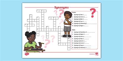 Synonyms Crossword (teacher made) - Twinkl