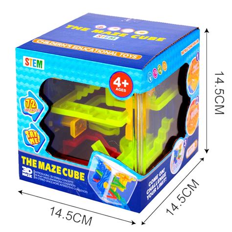 3D Cube Puzzle Maze Ball Toy Fun Brain Game Balance Early Learning Toys ...