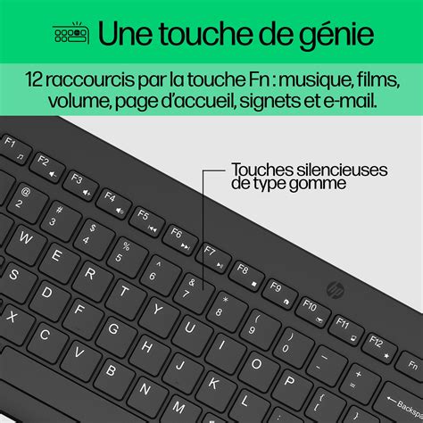 HP Ensemble combiné clavier et souris sans fil 330 Ensemble combiné ...