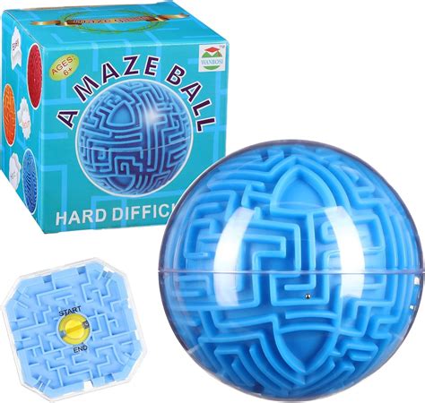 Sratte 3D Maze Ball Brain Teasers Puzzle Games 3D Mini Cube Gravities Intelligence Memory Maze Ball for Training Brain Challenges Globe Puzzle Games Party Favors(Blue)