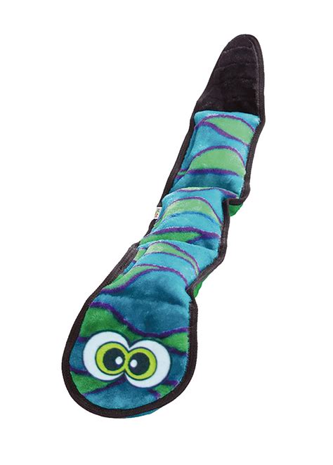 Outward Hound Invincibles Blue Snake Plush Dog Toy Blue Large
